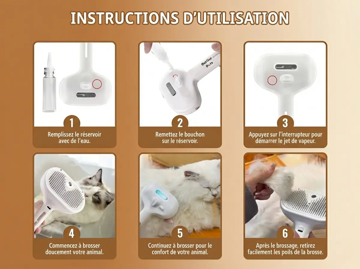 VapoBrosse 3-en-1 pour chiens et chats